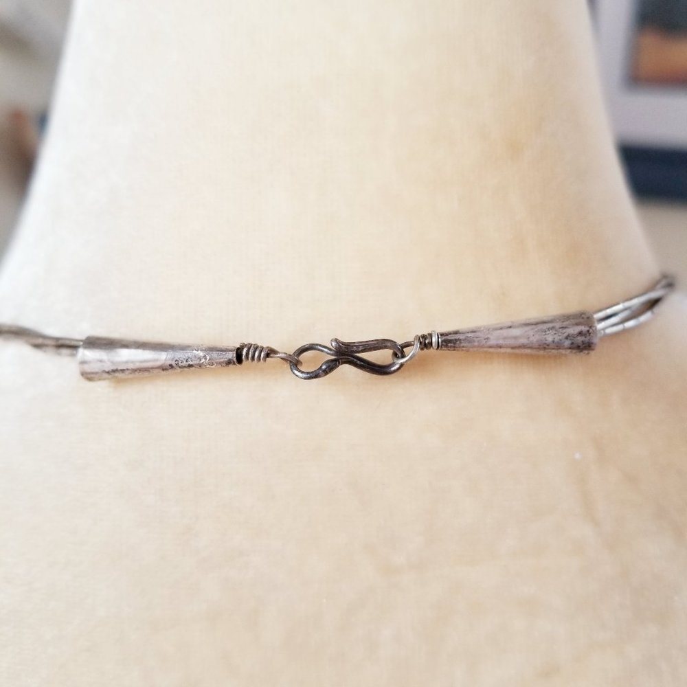 Native American Liquid Silver 925 Necklace Infinity Loop Vintage Boho - Picture 6 of 6